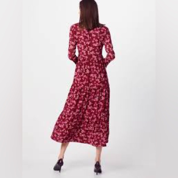 Free People - Maroon & Pink Floral Print Long Sleeve Maxi Dress🍒 - Picture 3 of 11